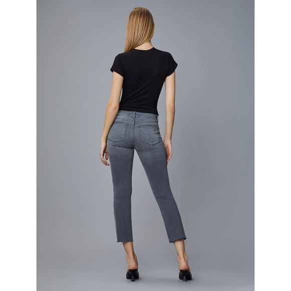 DL1961 Mara Straight Jeans Size 28 Overcast Raw Gray Mid Rise Instasculpt Crop - Picture 5 of 16